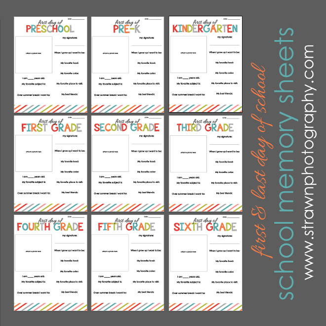 school memory sheet bundle 2