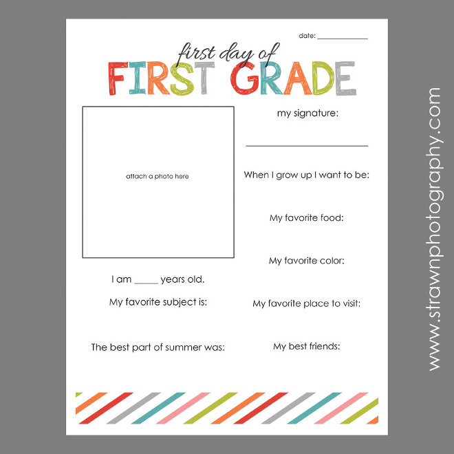 First Day of School - FREE Printable sheets