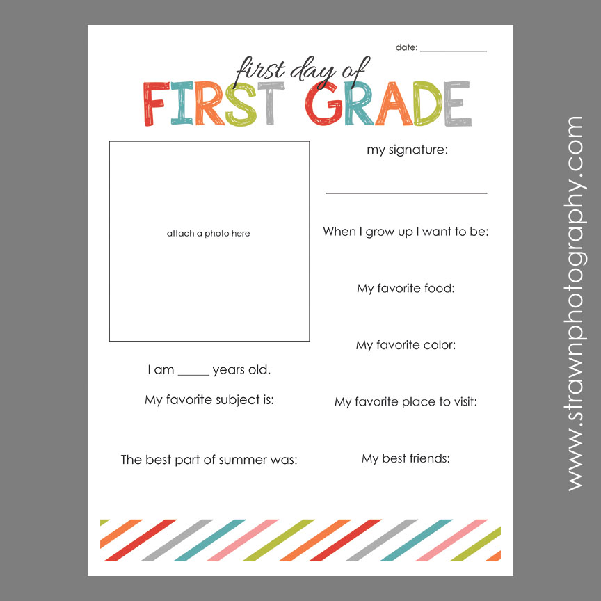 First Day of School - FREE Printable sheets
